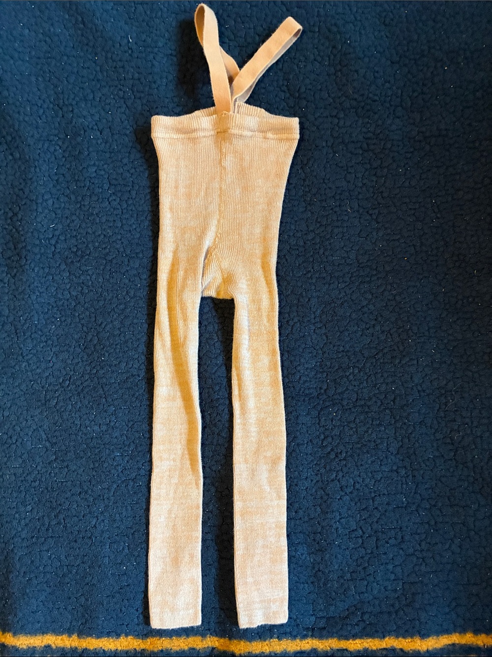 Silly Silas Children's Beige Knit Suspender Leggings